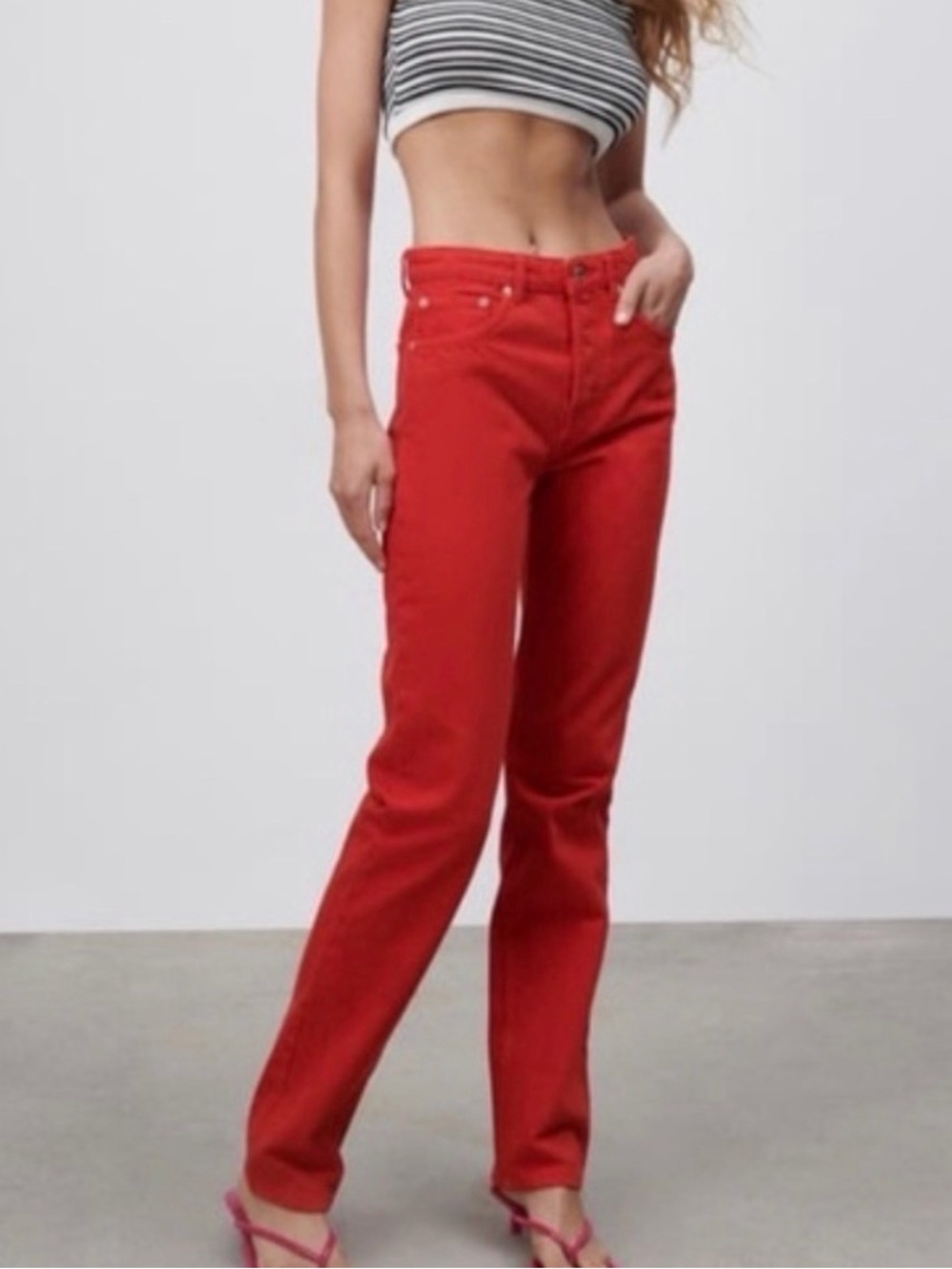 Zara Red Straight-Leg Women's Jeans Sz 6